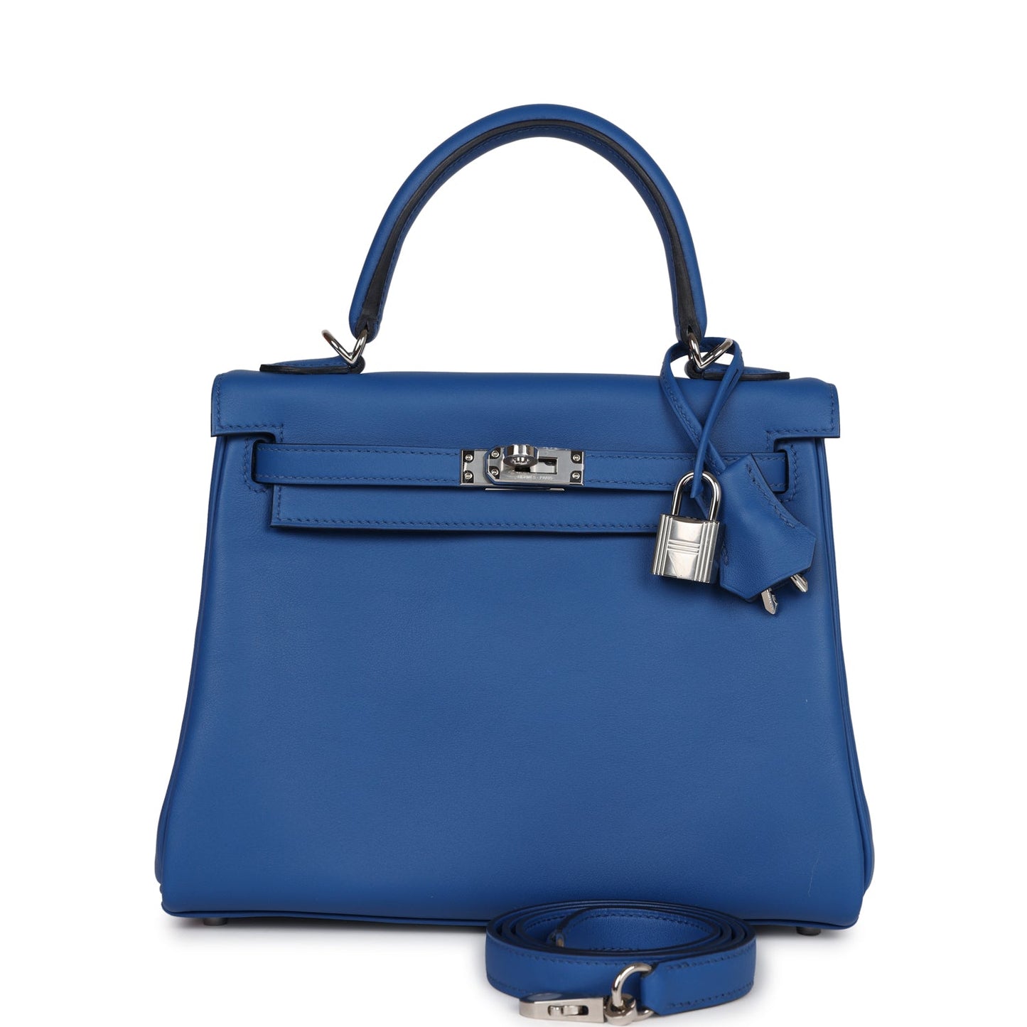 Hermes Kelly 25 Retourne Bleu France Swift Palladium Hardware