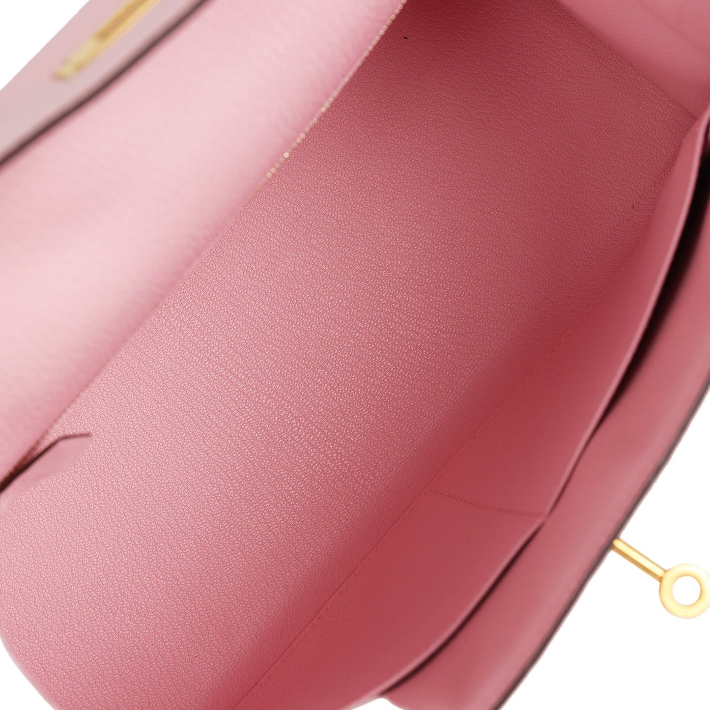 Pre-owned Hermes HSS Kelly Sellier 28 Rose Sakura and Gris Tourterelle Chevre Brushed Gold Hardware