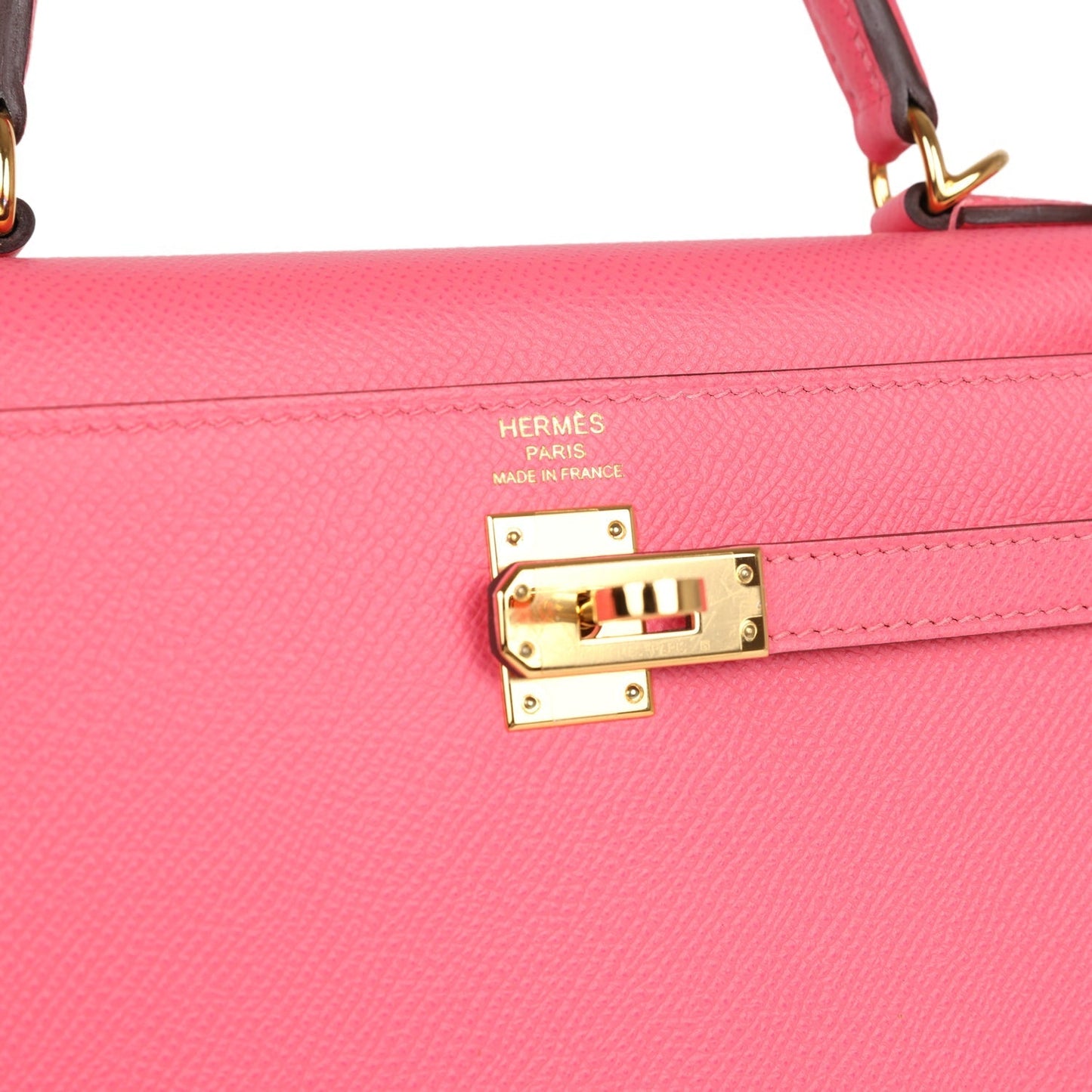 Pre-owned Hermes Kelly Sellier 25 Rose Azalee Epsom Gold Hardware