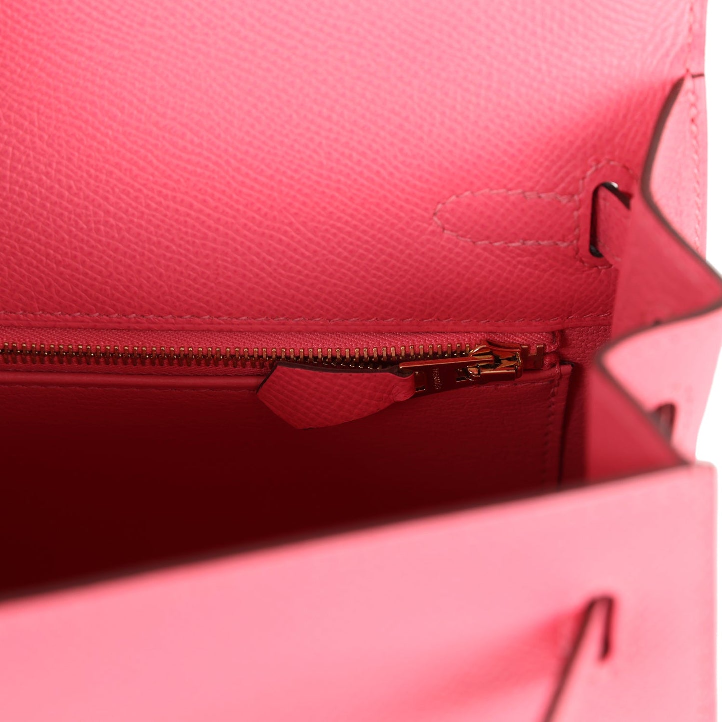 Pre-owned Hermes Kelly Sellier 25 Rose Azalee Epsom Gold Hardware