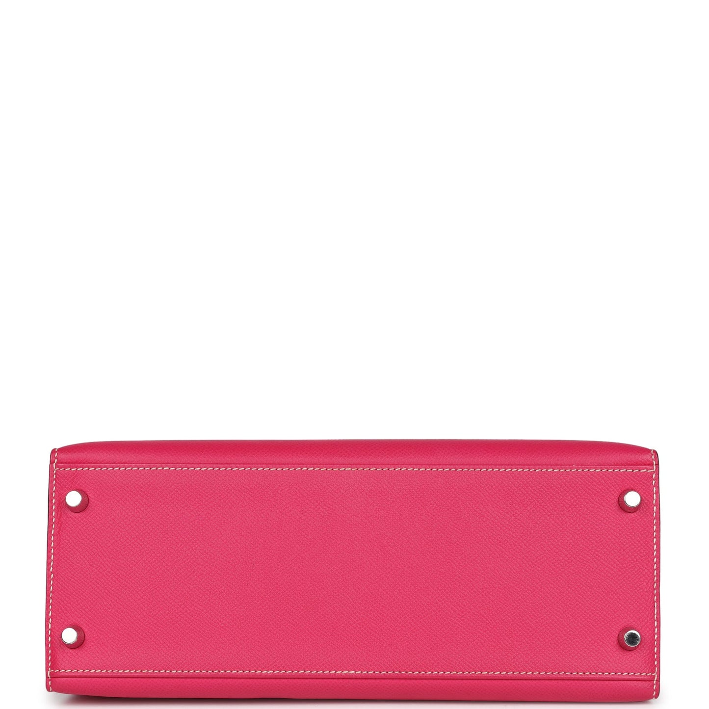 Pre-owned Hermes Kelly Sellier 28 Rose Tyrien Epsom Palladium Hardware
