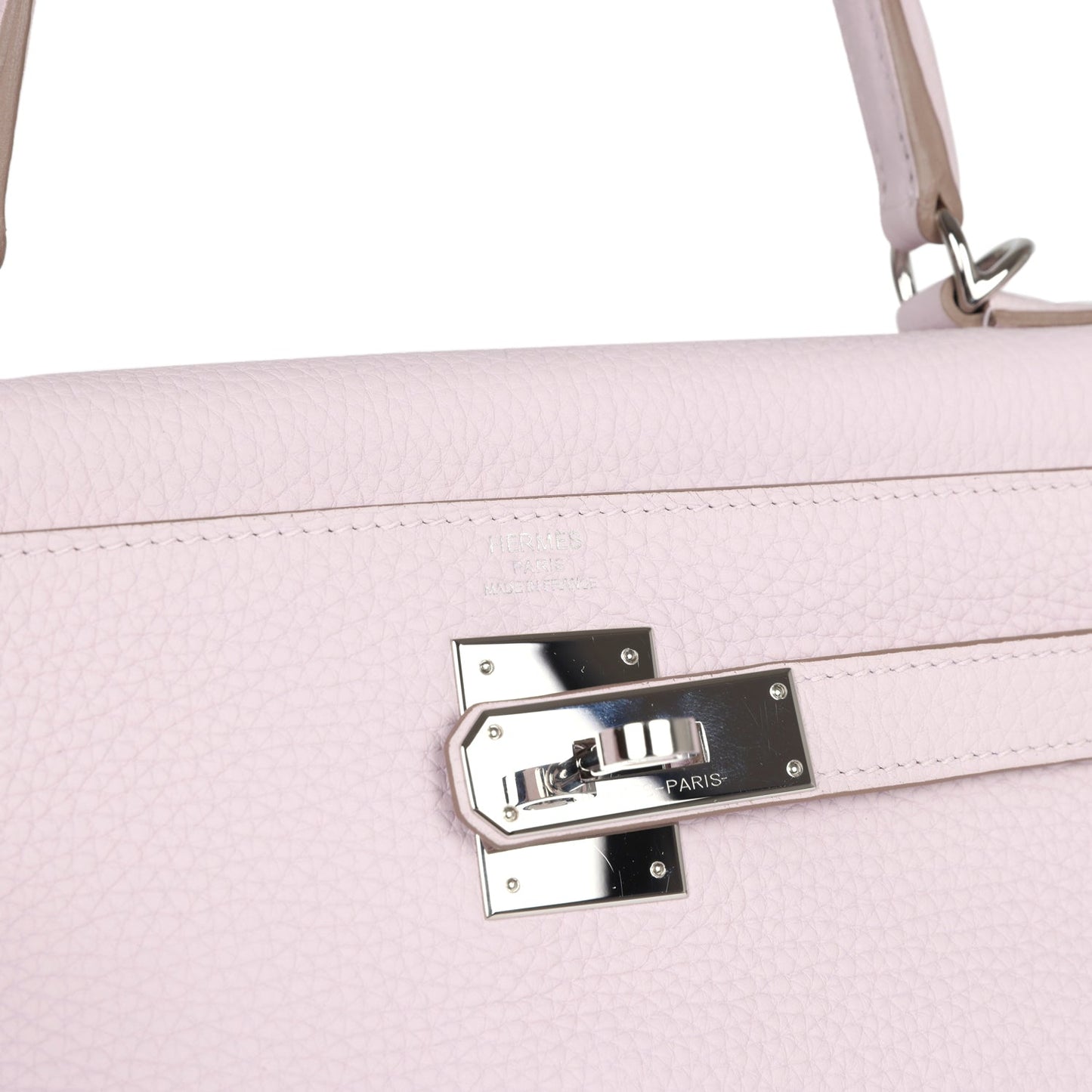 New Hermes Kelly Retourne 28 Mauve Pale Clemence Palladium Hardware