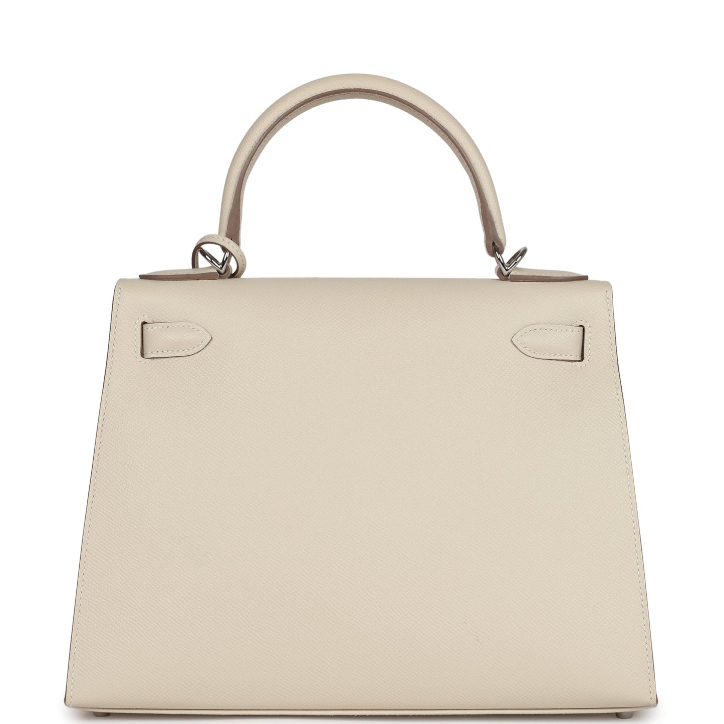 Pre-owned Hermes Kelly Sellier 28 Craie Epsom Palladium Hardware