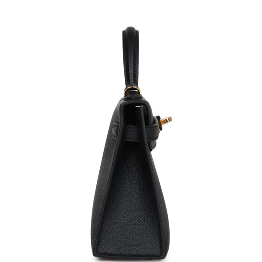 Hermes Kelly Sellier 20 Black Epsom Gold Hardware