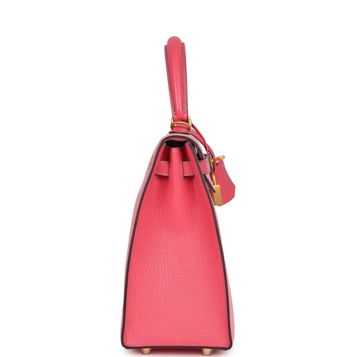Hermes Special Order (HSS) Kelly Sellier 25 Rose Confetti and Rose Lipstick Chevre Brushed Gold Hardware