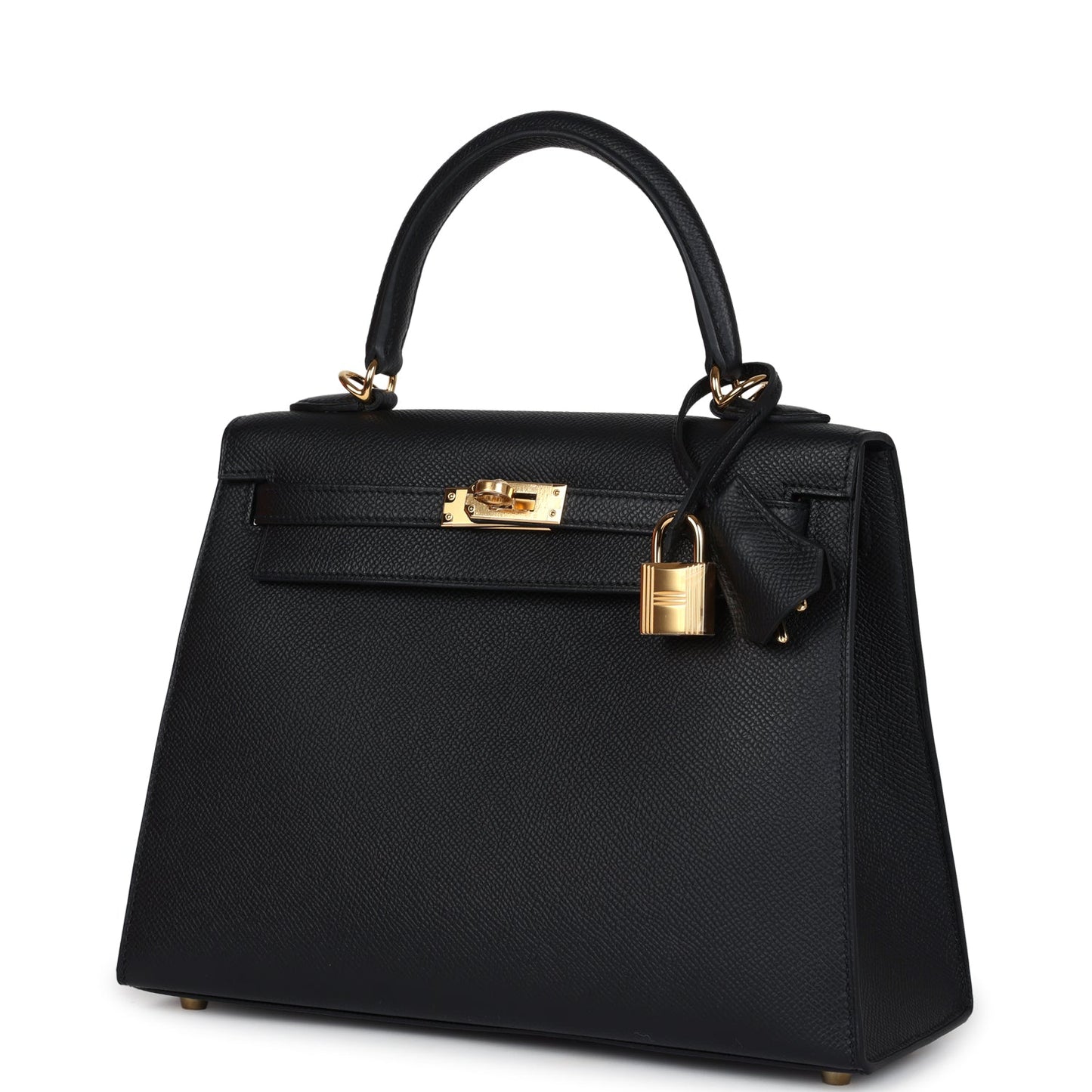Hermes Kelly Sellier 25 Black Epsom Gold Hardware