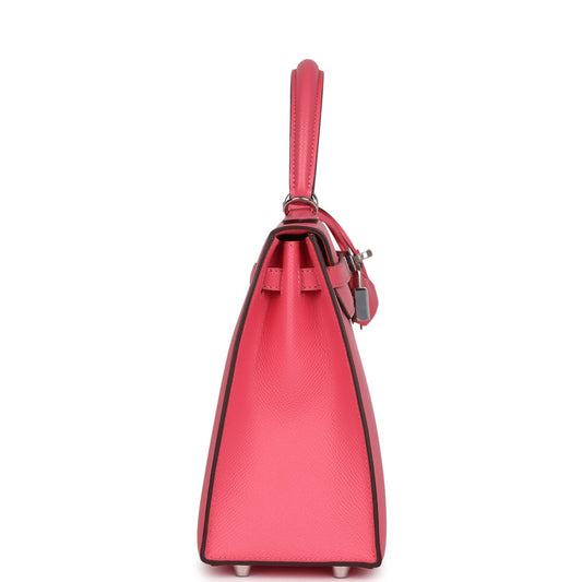 Hermes Kelly Sellier 25 Rose Azalee Epsom Palladium Hardware