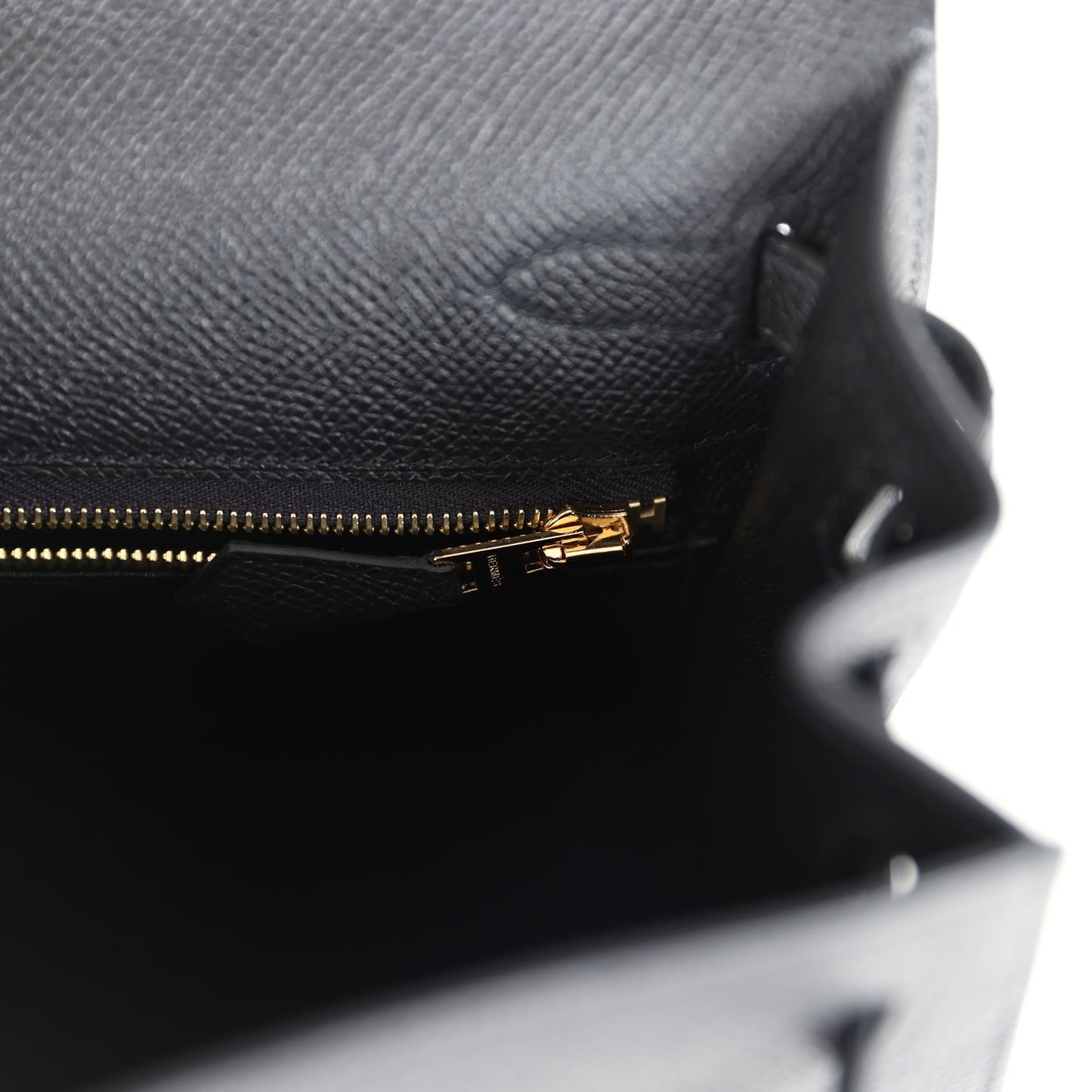 Hermes Kelly Sellier 25 Black Epsom Gold Hardware