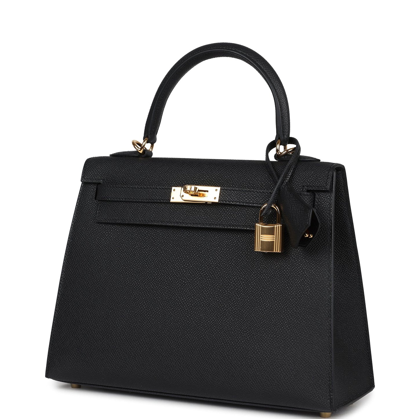 Hermes Kelly Sellier 25 Black Epsom Gold Hardware
