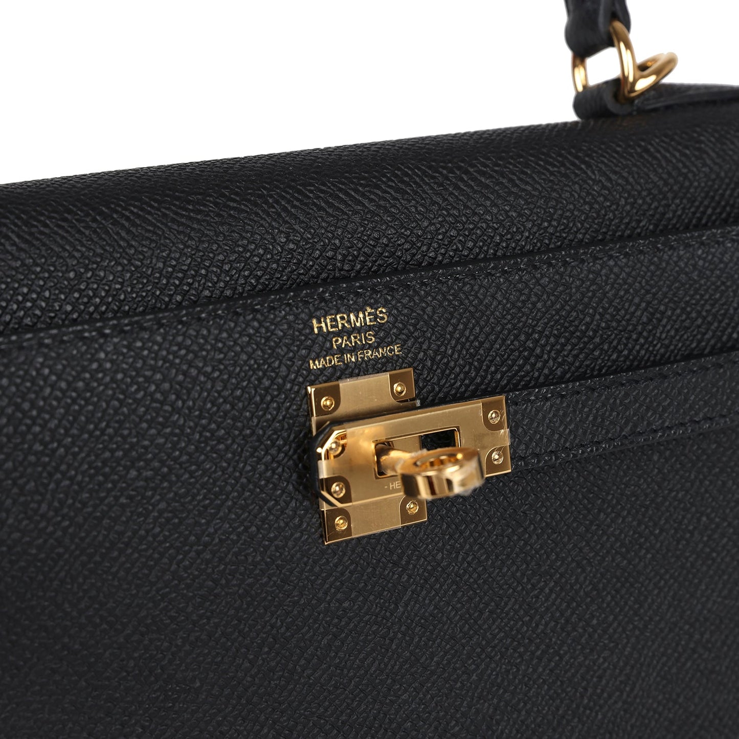 Hermes Kelly Sellier 25 Black Epsom Gold Hardware