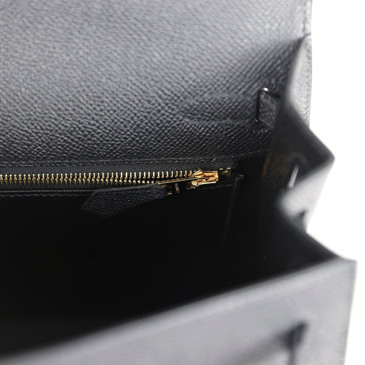 Hermes Kelly Sellier 25 Black Epsom Gold Hardware