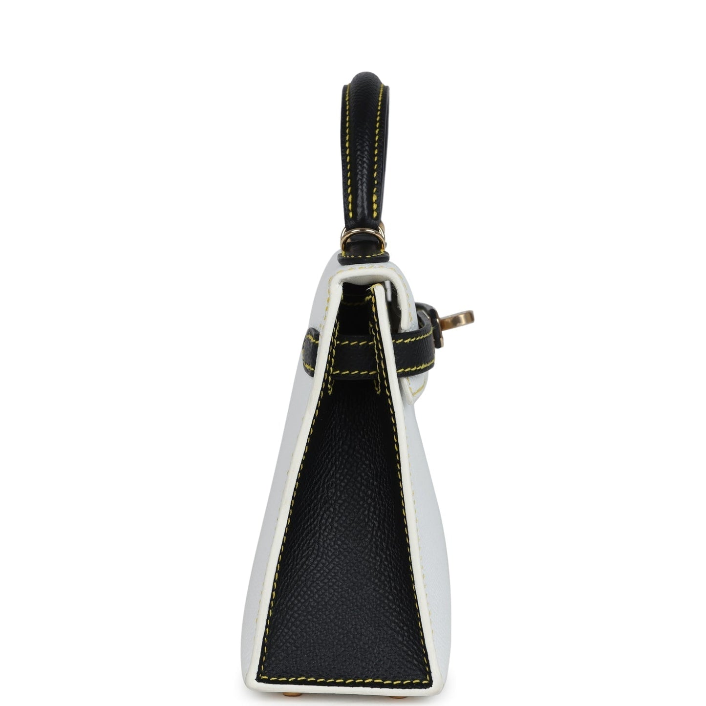Hermes Special Order (HSS) Kelly Sellier 20 White and Black Epsom Permabrass Hardware