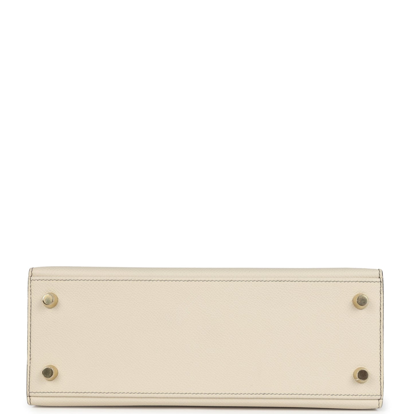 Hermes Special Order (HSS) Kelly Sellier 25 Craie and Gris Asphalte Epsom Brushed Gold Hardware