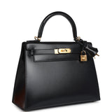 Hermes Kelly Sellier 28 Black Box Gold Hardware