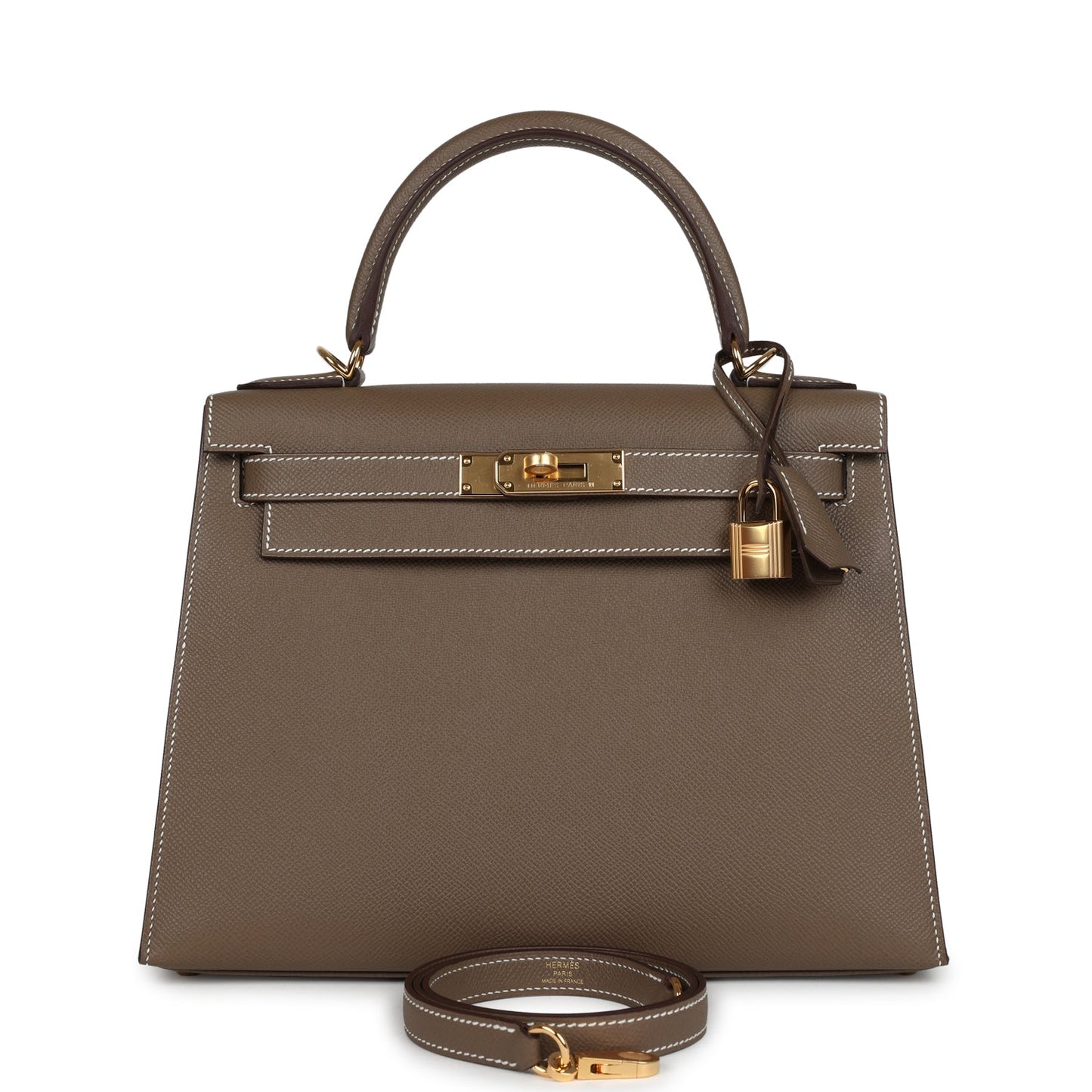 Hermes Kelly Sellier 28 Etoupe Epsom Gold Hardware