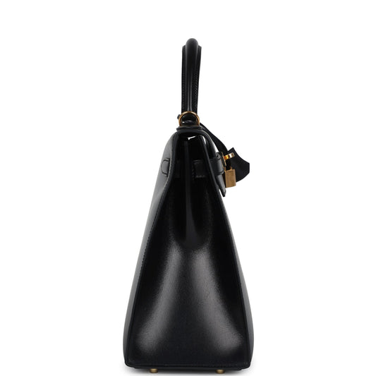 Hermes Kelly Sellier 32 Black Box Gold Hardware