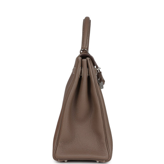 Hermes Kelly Retourne 35 Etoupe Togo Palladium Hardware