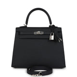 Hermes Kelly Sellier 25 Black Epsom Palladium Hardware