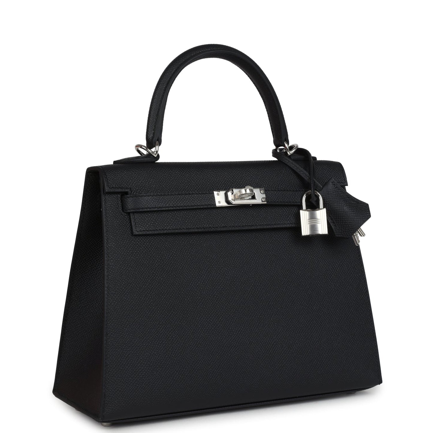 Hermes Kelly Sellier 25 Black Epsom Palladium Hardware