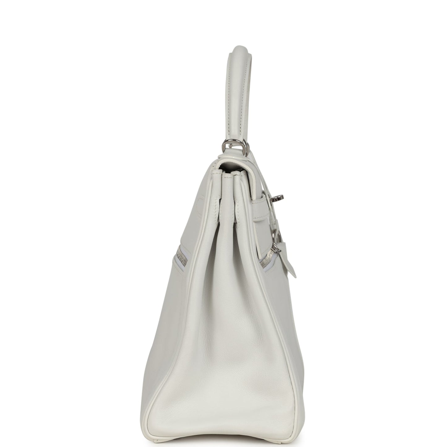 Hermes Kelly Lakis 35 White Swift Palladium Hardware