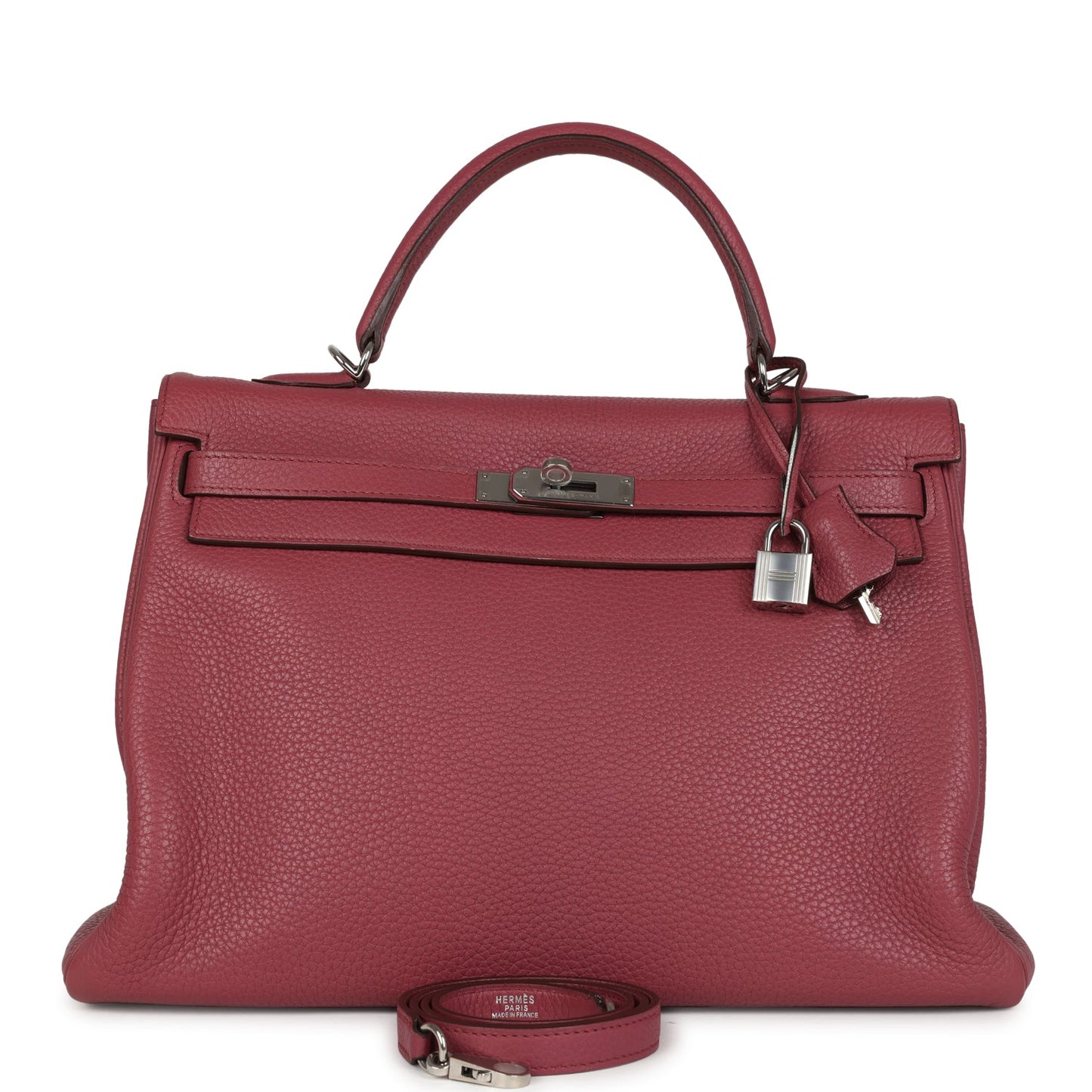Hermes Retourne Kelly 35 Bois De Rose Clemence Palladium Hardware
