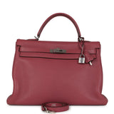 Hermes Retourne Kelly 35 Bois De Rose Clemence Palladium Hardware