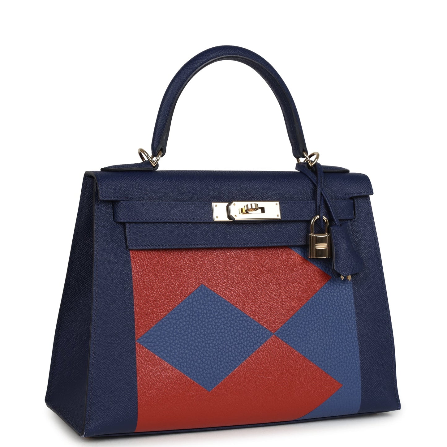 Hermes Special Order (HSS) Kellygraphie Kelly Sellier 28 "Lettre B" Bleu Nuit Epsom Permabrass Hardware