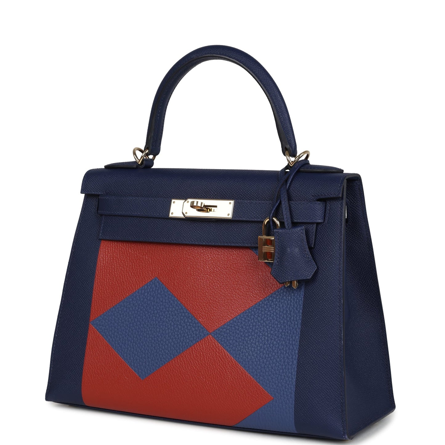 Hermes Special Order (HSS) Kellygraphie Kelly Sellier 28 "Lettre B" Bleu Nuit Epsom Permabrass Hardware