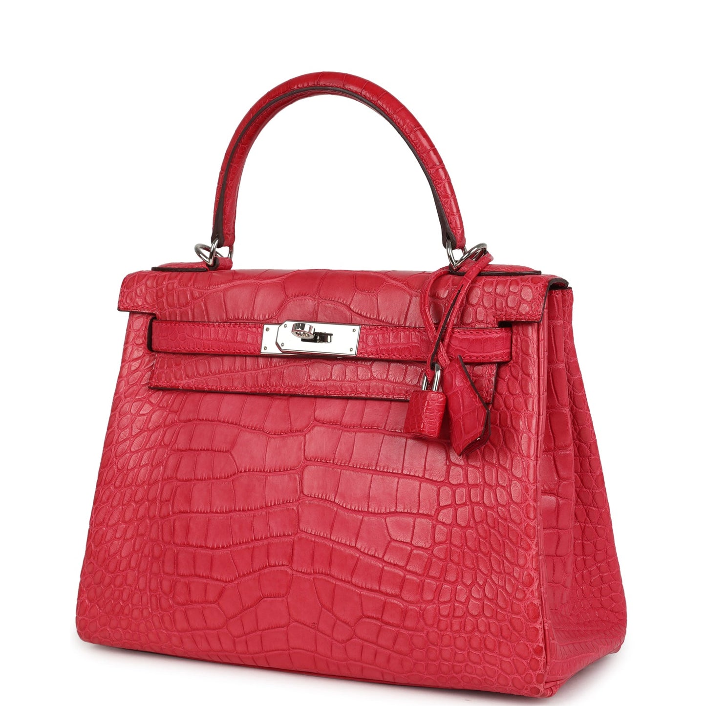Hermes Kelly Retourne 28 Rose Extreme Matte Alligator Palladium Hardware