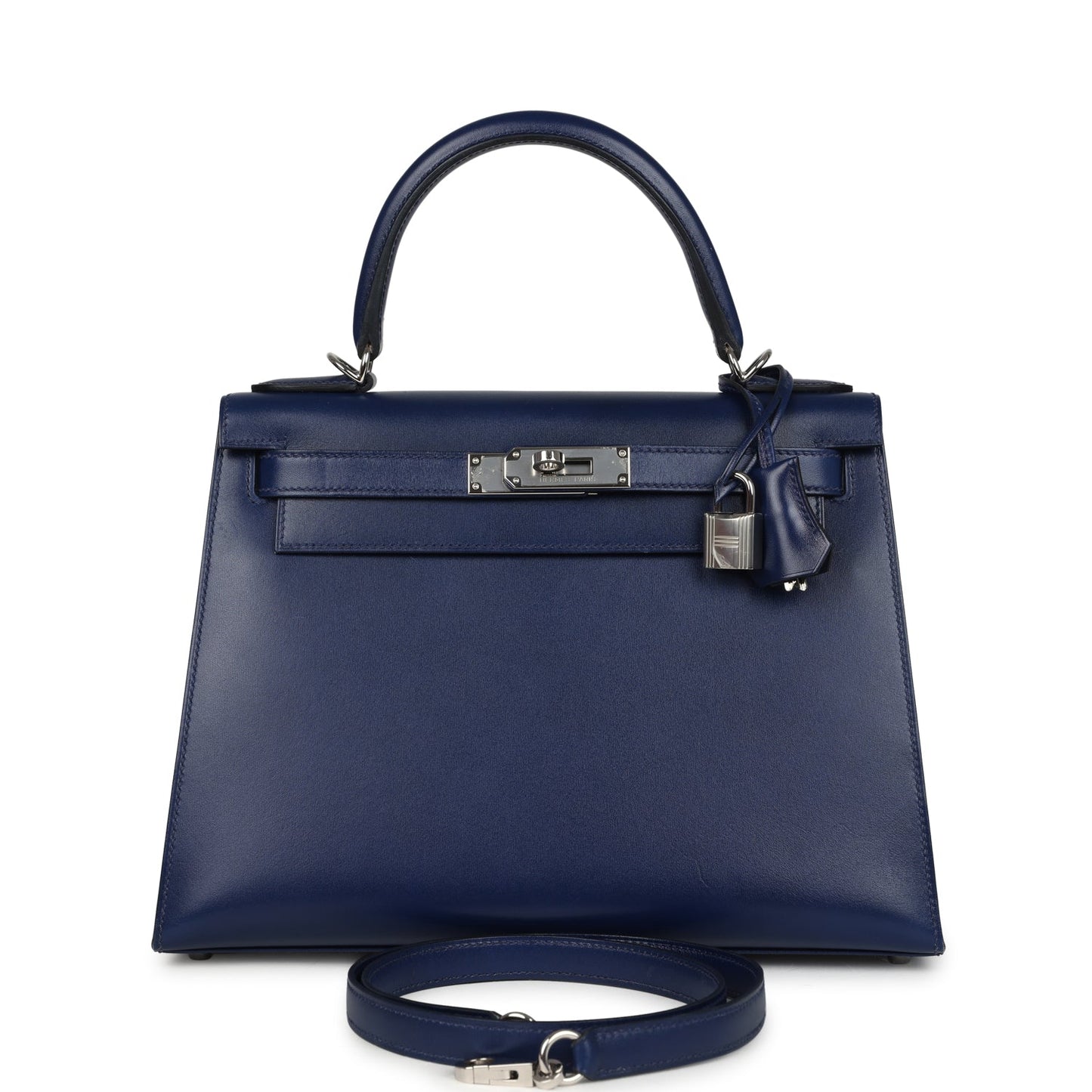 Hermes Kelly Sellier 28 Bleu Saphir Box Palladium Hardware