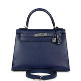 Hermes Kelly Sellier 28 Bleu Saphir Box Palladium Hardware