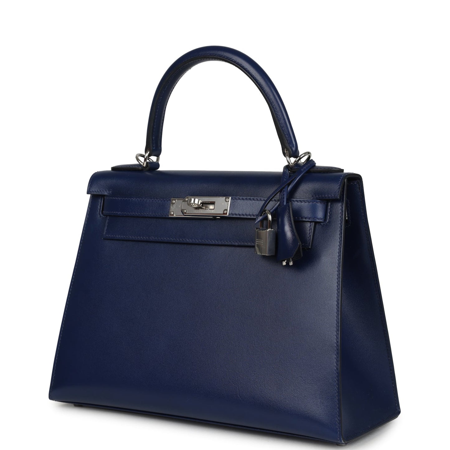 Hermes Kelly Sellier 28 Bleu Saphir Box Palladium Hardware