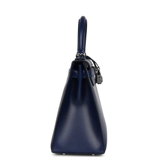Hermes Kelly Sellier 28 Bleu Saphir Box Palladium Hardware