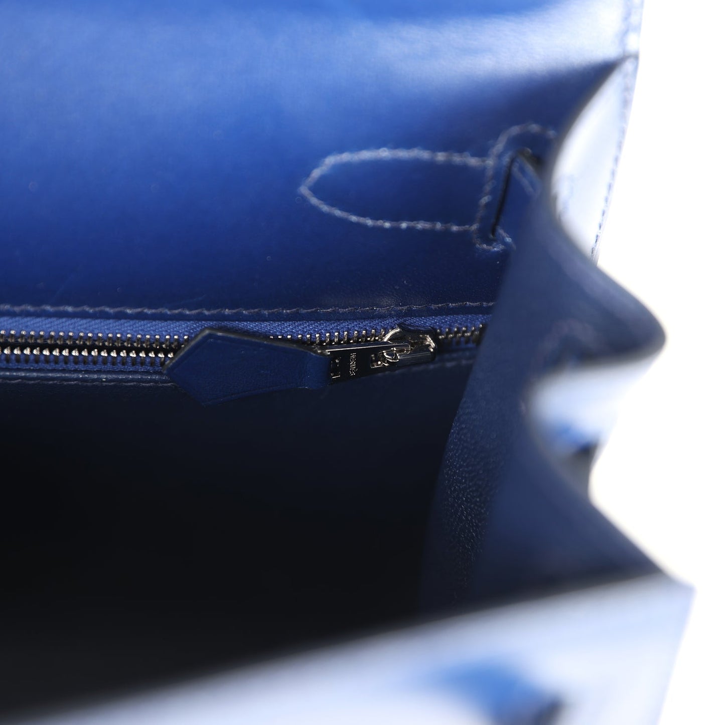 Hermes Kelly Sellier 28 Bleu Saphir Box Palladium Hardware