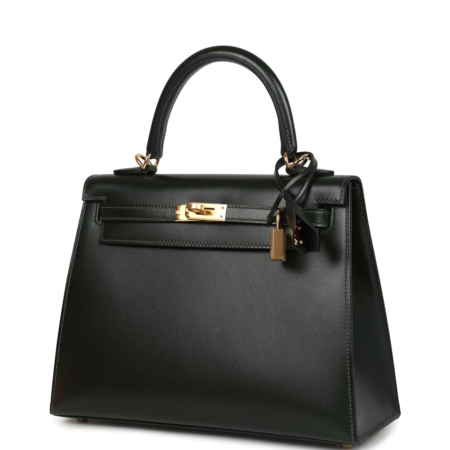 Hermes Kelly Sellier 25 Vert Fonce Box Gold Hardware