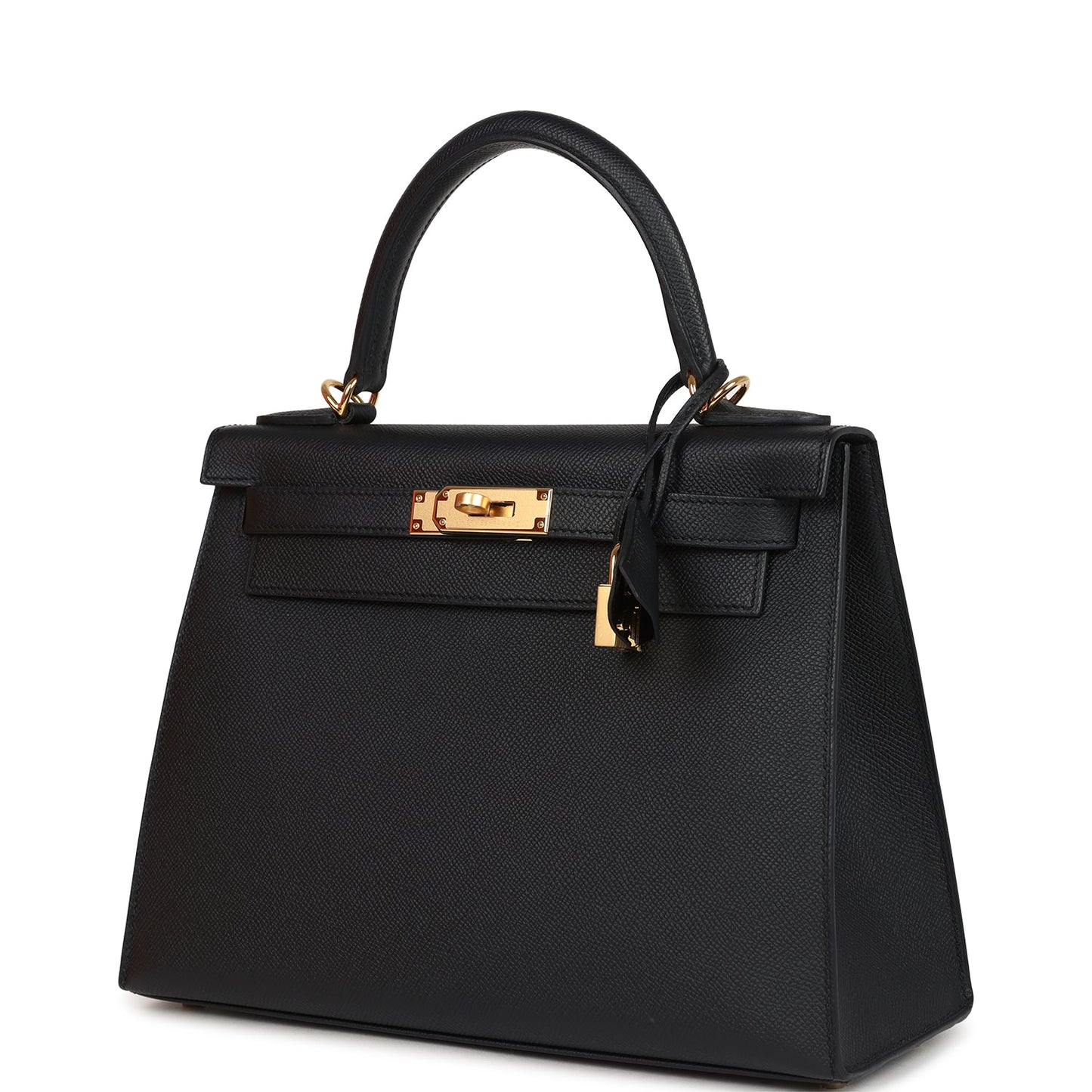Hermes Kelly Sellier 28 Black Epsom Gold Hardware