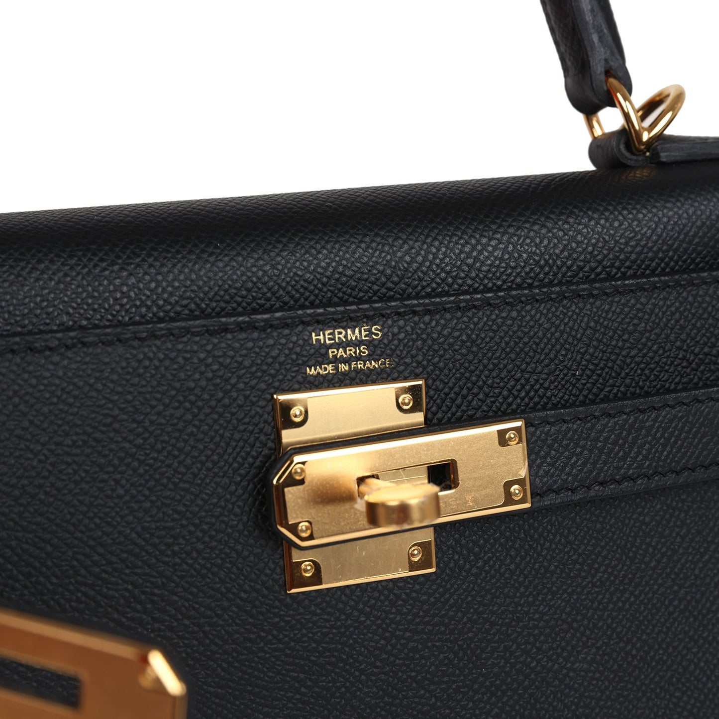 Hermes Kelly Sellier 28 Black Epsom Gold Hardware