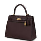 Pre-owned Hermes Kelly Sellier 25 Rouge Sellier Epsom Gold Hardware