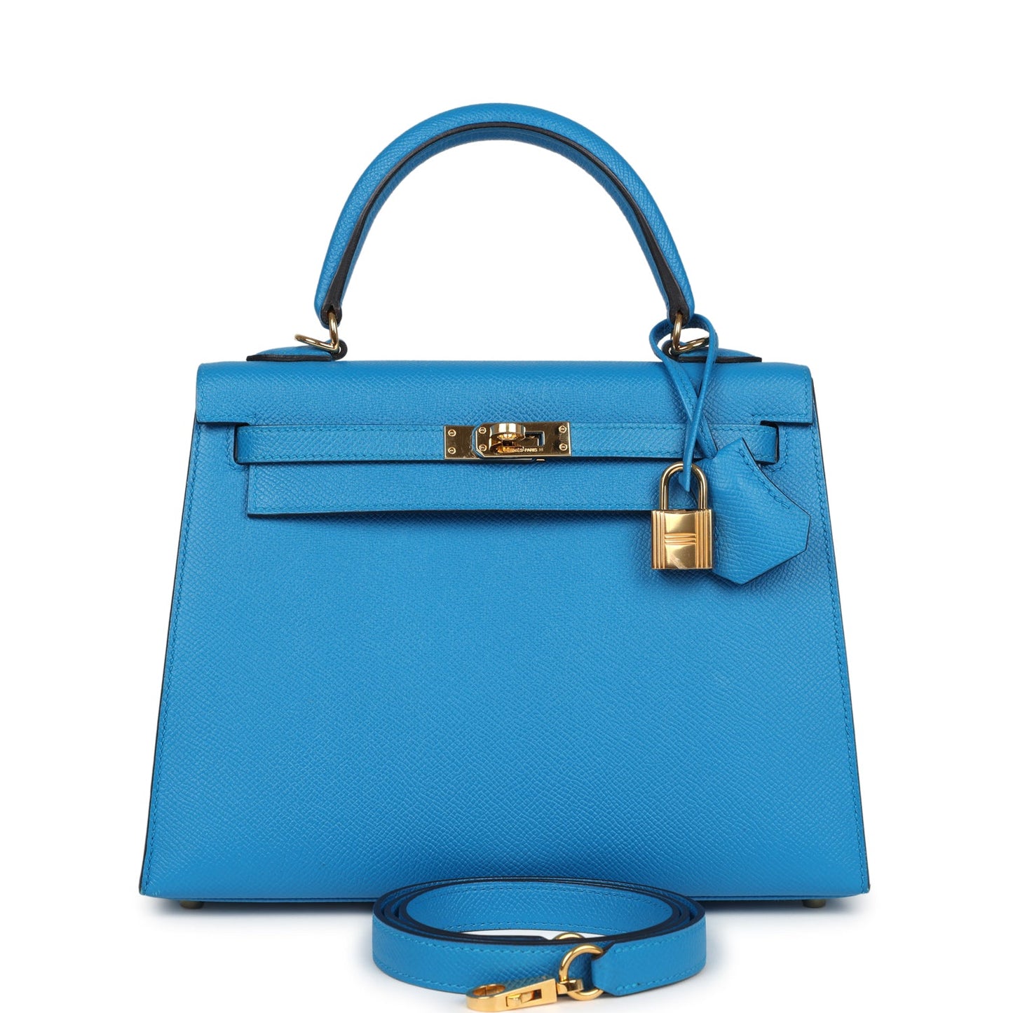 Hermes Kelly Sellier 25 Bleu Zanzibar Epsom Gold Hardware