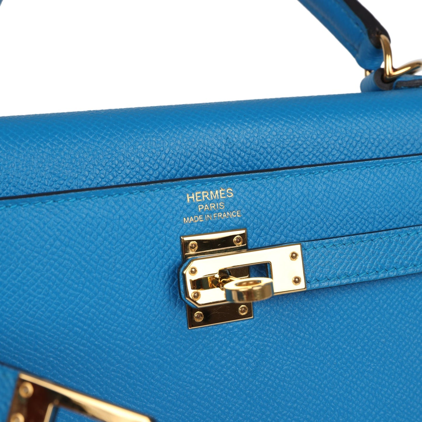 Hermes Kelly Sellier 25 Bleu Zanzibar Epsom Gold Hardware