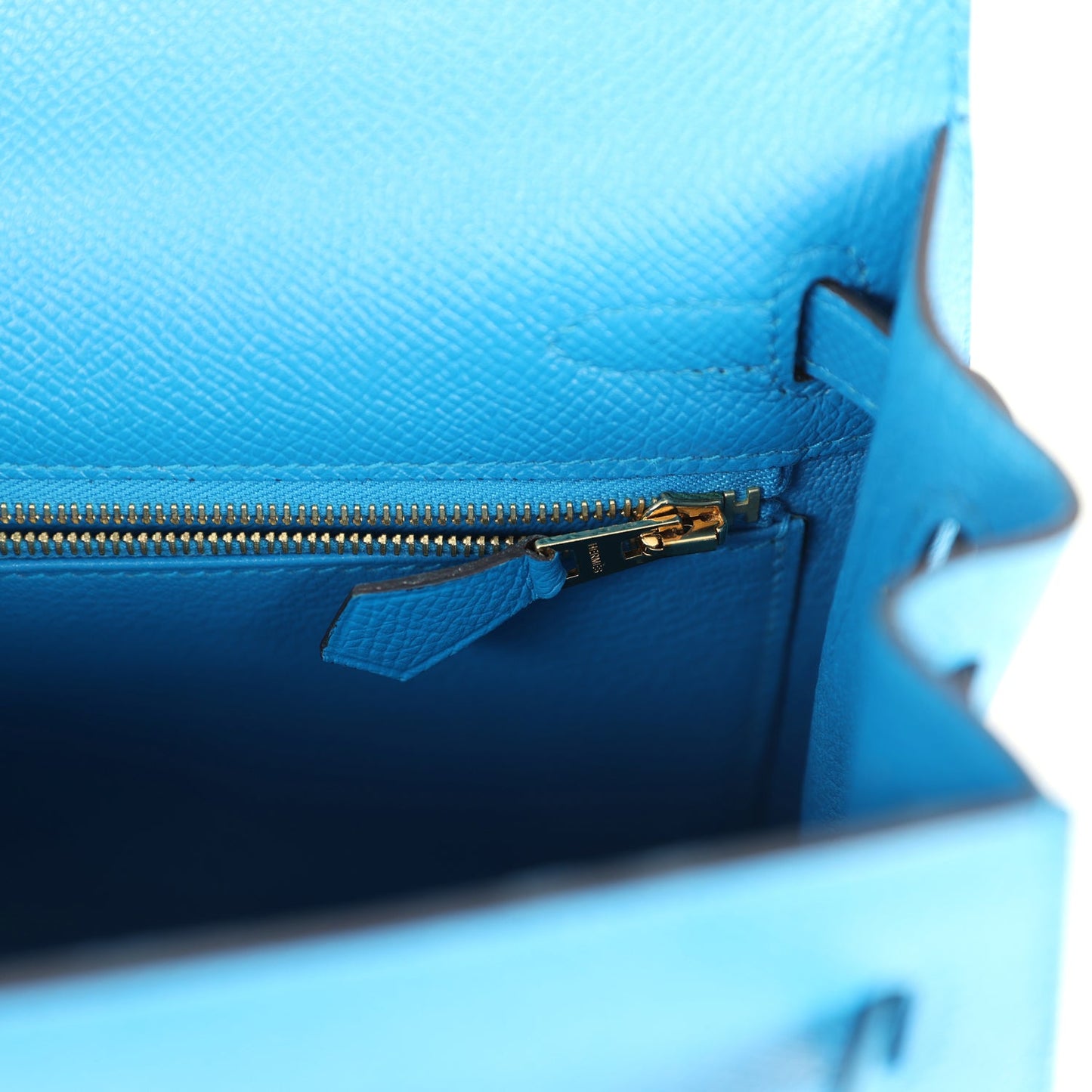 Hermes Kelly Sellier 25 Bleu Zanzibar Epsom Gold Hardware