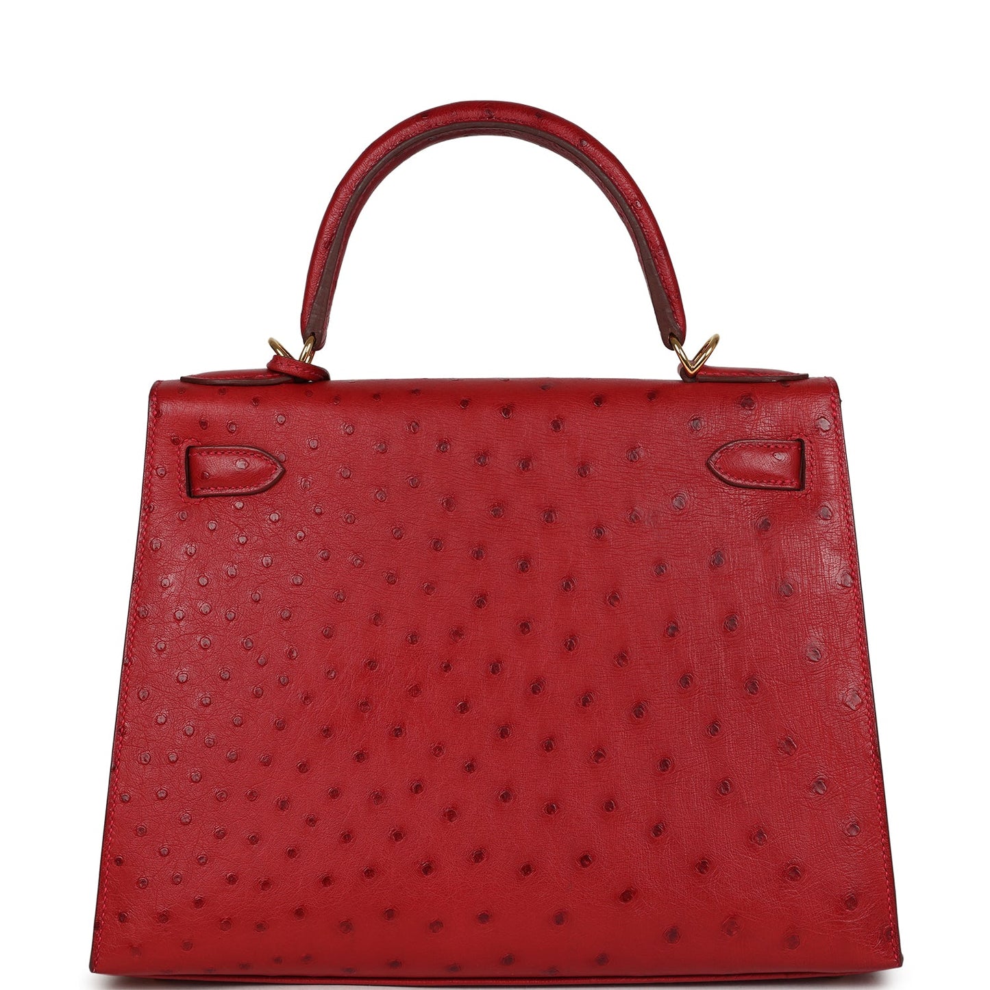Hermes Kelly Sellier 28 Rouge Vif Ostrich Gold Hardware