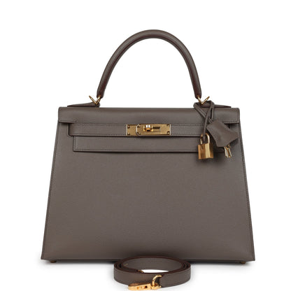 Hermes Kelly Sellier 28 Etain Epsom Gold Hardware
