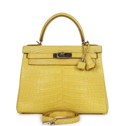 Hermes Kelly Retourne 28 Mimosa Matte Alligator Mississippiensis Palladium Hardware