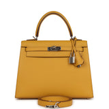 Hermes Kelly Sellier 25 Jaune Ambre Epsom Palladium Hardware