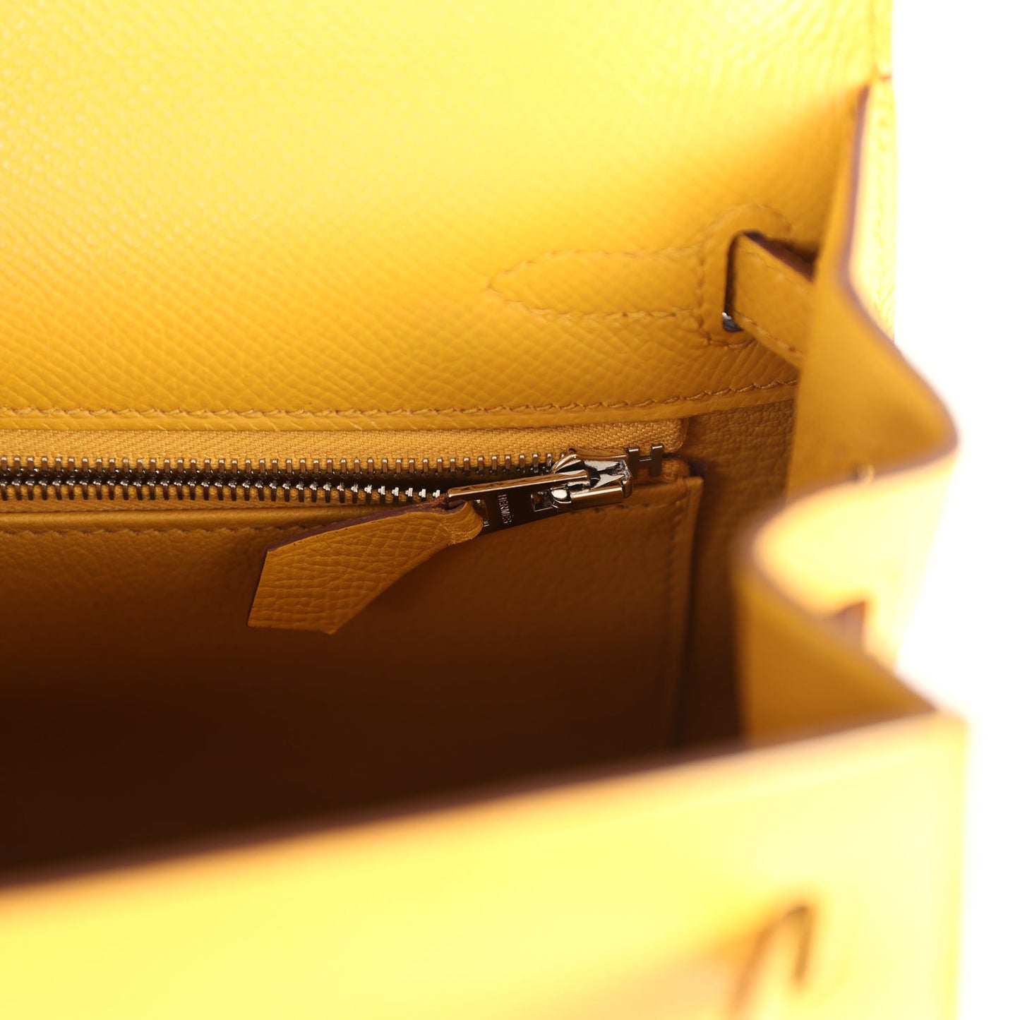Hermes Kelly Sellier 25 Jaune Ambre Epsom Palladium Hardware