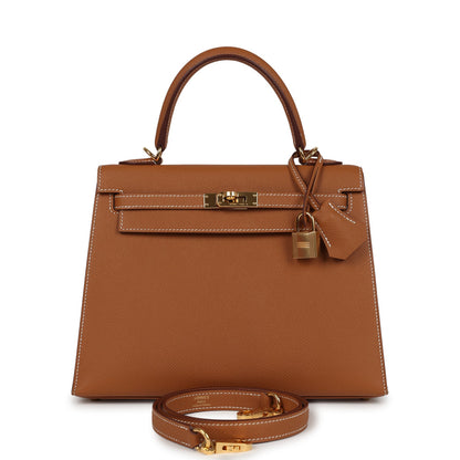 Hermes Kelly Sellier 25 Gold Epsom Gold Hardware