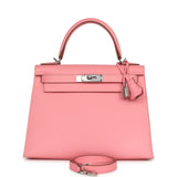 Hermes Kelly Sellier 28 Rose Confetti Epsom Palladium Hardware