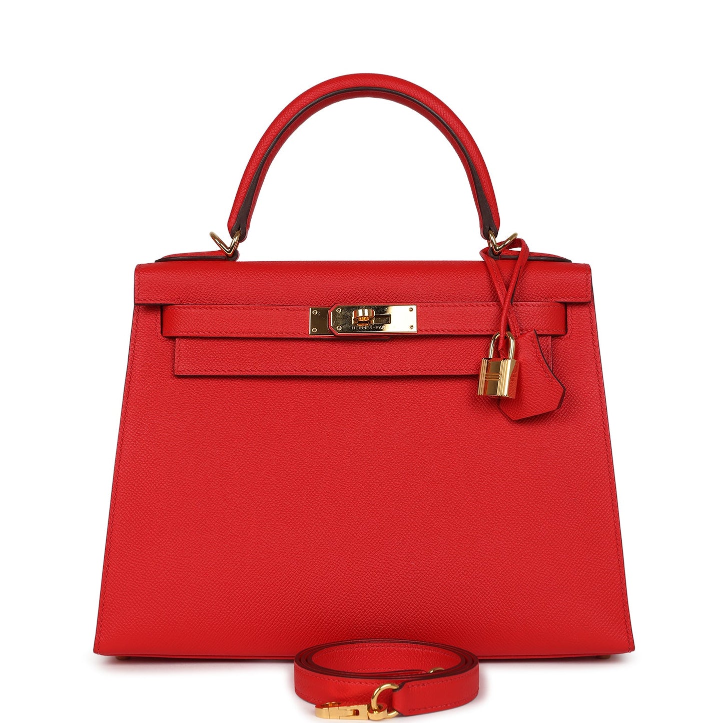 Hermes Kelly Sellier 28 Rouge De Coeur Epsom Gold Hardware