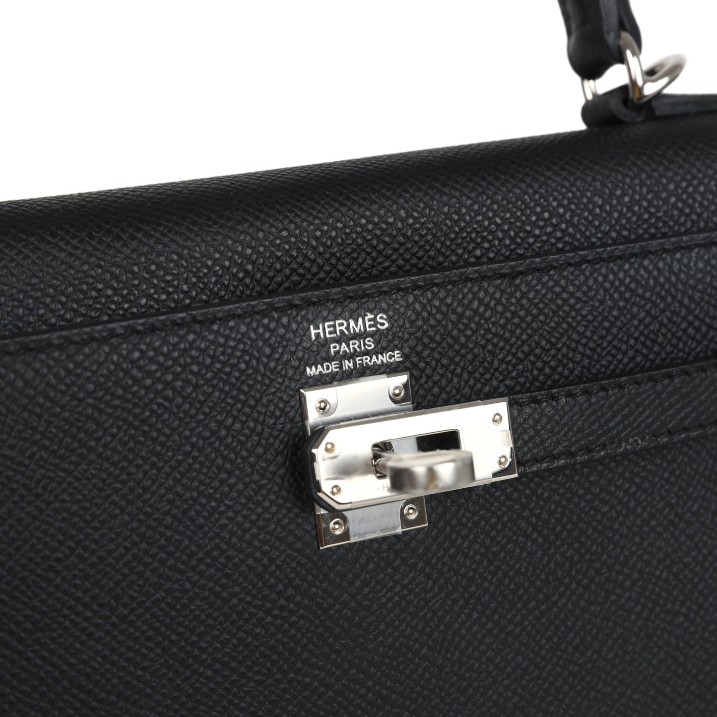 Hermes Kelly Sellier 25 Black Epsom Palladium Hardware